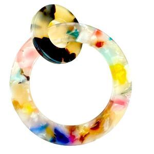 Vintage multi color 1.5” lucite hoop pierced earrings